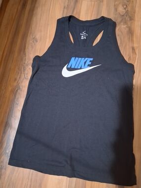 Nike Black Racerback Tank with Blue Logo Sz XS